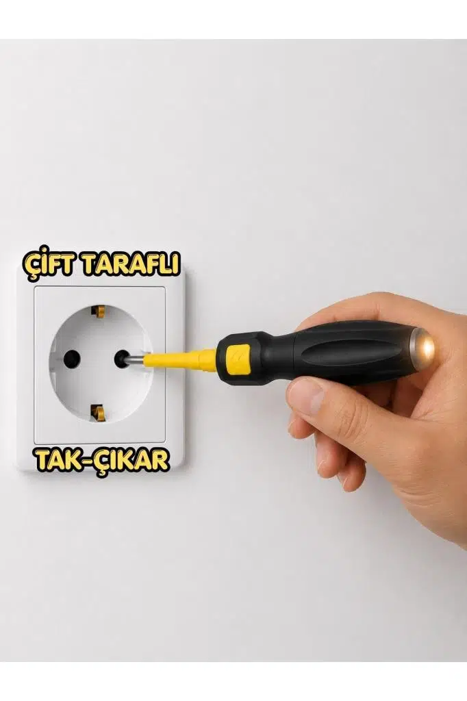 Çift Taraflı İzoleli Elektrikçi Yıldız Düz Tornavida Kontrol Kalemi