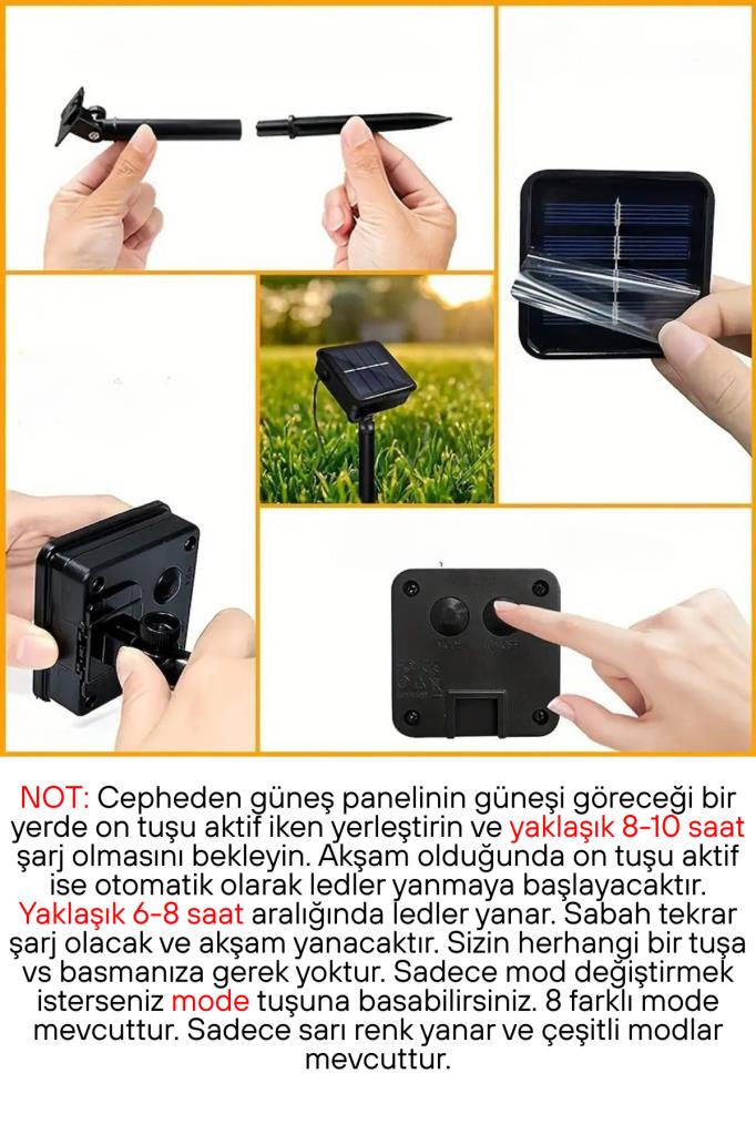 Güneş Enerjili 50 LED 7 Metre Günışığı Sarı Renk Dış Mekan Bahçe Teras Ağaç Led Işık 8 Modlu Güneş Enerjili 50 LED 7 Metre Günışığı Sarı Renk Dış Mekan Bahçe Teras Ağaç Led Işık 8 Modlu